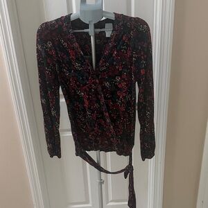 Fat Face Floral Blouse - Red and Blue